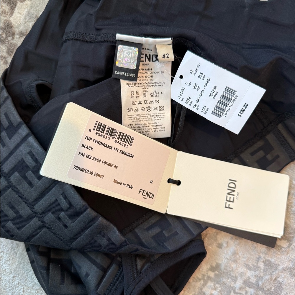 Fendi Fendirama Logo Embossed Fitness Top Size 6 - Picture 4 of 5